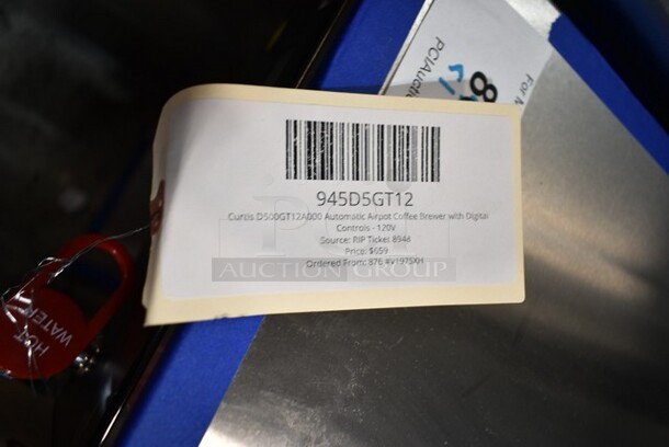 BRAND NEW SCRATCH AND DENT! Curtis 945D5GT12 Stainless Steel Countertop Automatic Airpot Coffee Brewer with Digital Controls, Hot Water Dispenser and Metal Brew Basket. 120 Volts, 1 Phase - Image 5 of 6