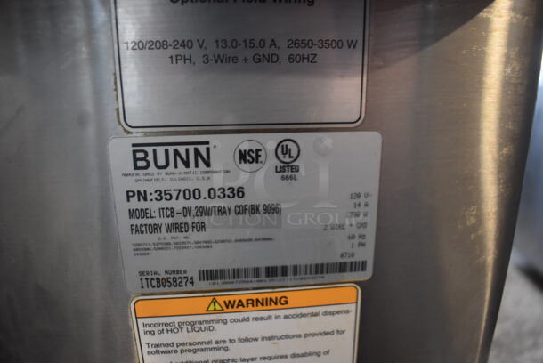 2010 BUNN ITCB-DV Commercial Stainless Steel Electric Countertop Coffee Brewer. Missing Pot. 120V, 1 Phase.  - Image 4 of 5