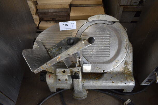 Stainless Steel Commercial Countertop Meat Slicer w/ Blade Sharpener. 115 Volts, 1 Phase. 24x17x22. Tested and Working!