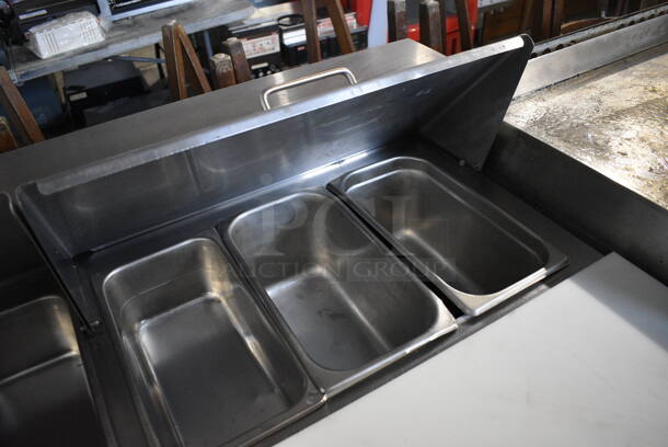 Beverage Air Stainless Steel Commercial Sandwich Salad Prep Table Bain Marie Mega Top w/ Various Drop In Bins and Cutting Board on Commercial Casters. 115 Volts, 1 Phase. 60x27.5x41. Tested and Powers On But Temps at 51 Degrees - Image 5 of 8