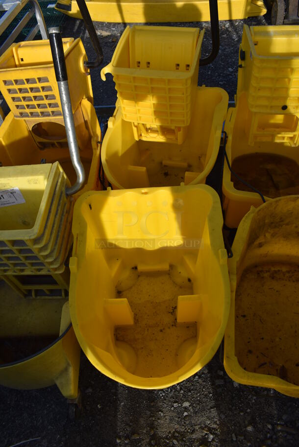 6 Various Poly Mop Buckets on Commercial Casters; 4 w/ Wringing Attachment. Includes 15x20x17. 6 Times Your Bid! - Image 5 of 6