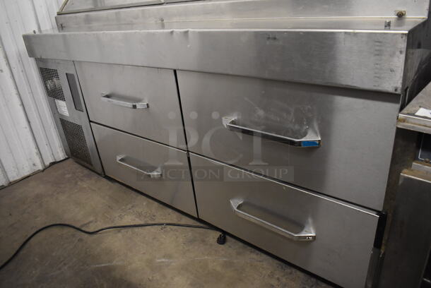 Randell Stainless Steel Commercial Sandwich Salad Prep Table Bain Marie Meta Top w/ 4 Drawers on Commercial Casters. 72x34x28. Tested and Working! - Image 4 of 8