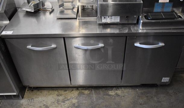 Ikon KUC72F Stainless Steel Commercial 3 Door Undercounter Freezer on Commercial Casters. 115 Volts, 1 Phase. Cannot Test - Unit Needs New Power Cord