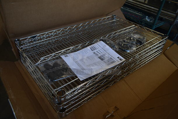 5 BRAND NEW BOXES OF 4 Metro 2136NS Chrome Finish Wire Shelves. 5 Times Your Bid!  - Image 6 of 6