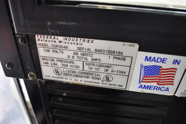 Federal Industries CGR3648 Metal Commercial Floor Style Deli Display Case Merchandiser on Commercial Casters. 120 Volts, 1 Phase. Tested and Powers On But Does Not Get Cold - Image 5 of 5