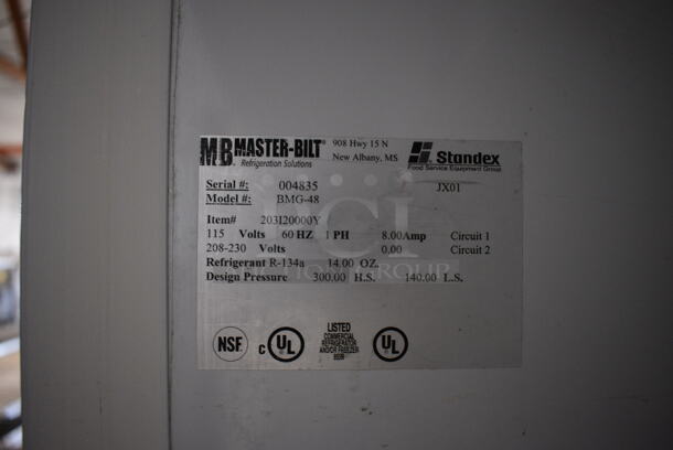 Master-Bilt Model BMG-48 Metal Commercial 2 Door Reach In Cooler Merchandiser w/ Poly Coated Racks. 115 Volts, 1 Phase. 52x34x79. Tested and Working! - Image 3 of 5