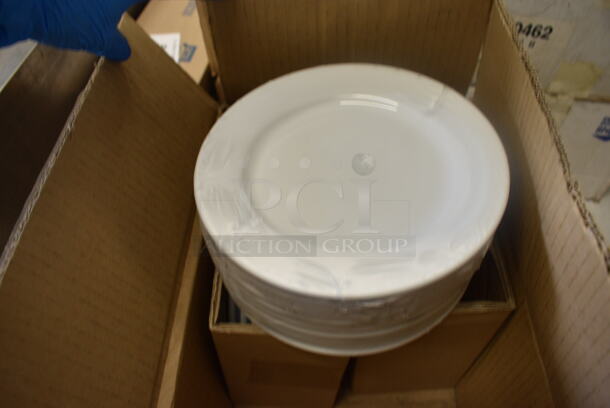 18 BRAND NEW IN BOX! Tuxton ALA-074 White Ceramic Plates. 7.5x7.5x1. 18 Times Your Bid!