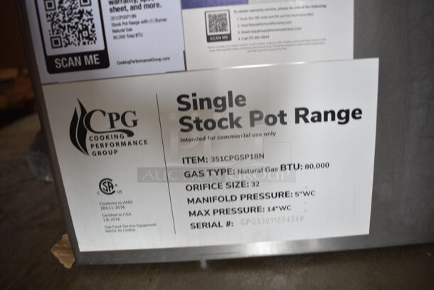BRAND NEW SCRATCH AND DENT! Cooking Performance Group CPG 351CPGSP18N Stainless Steel Commercial Natural Gas Stock Pot Range. 80,000 BTU.  - Image 8 of 8
