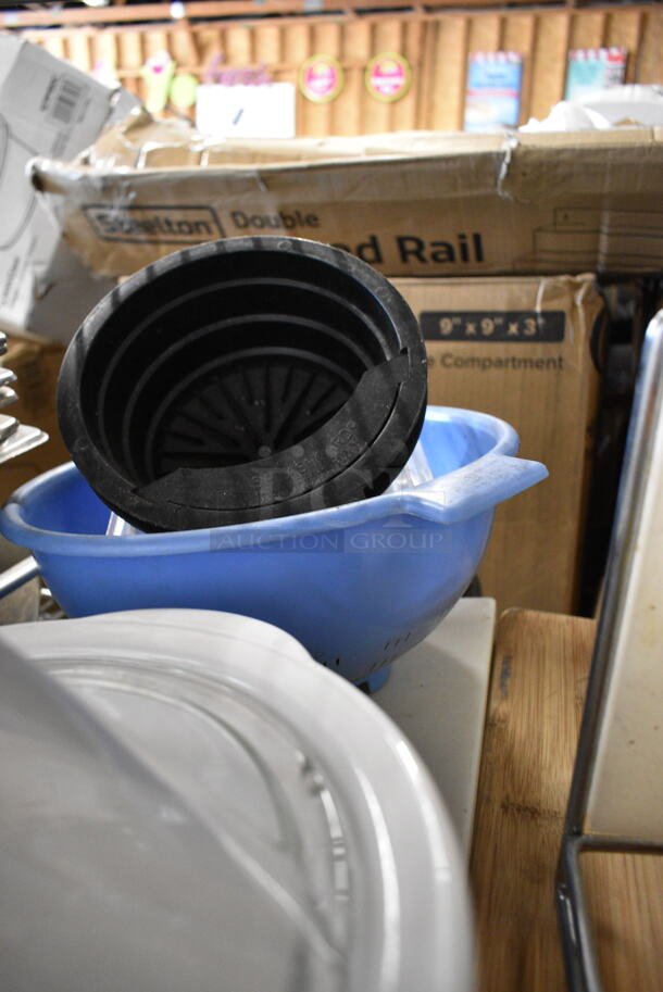 ALL ONE MONEY! Lot of 2 Tier Lot of Various Items Including Poly Silverware Bins, Food Baskets, Towel Dispenser, Stainless Steel Drop In Bins - Image 9 of 12