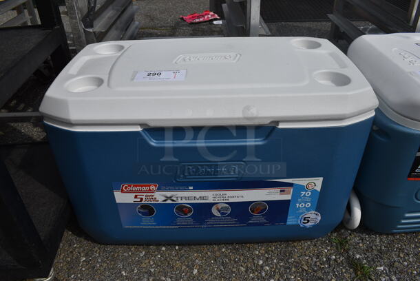 Coleman Blue and White Poly Insulated Cooler. 27x14x18