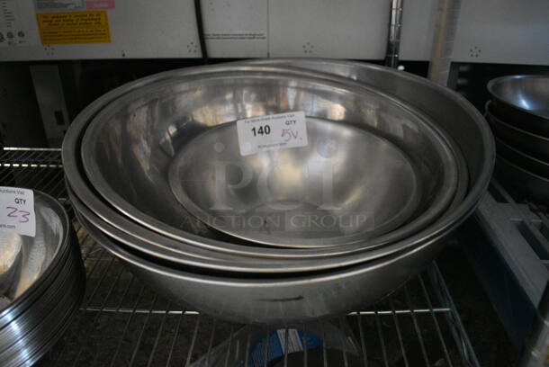 5 Various Metal Bowls. Includes 19x19x6. 5 Times Your Bid!