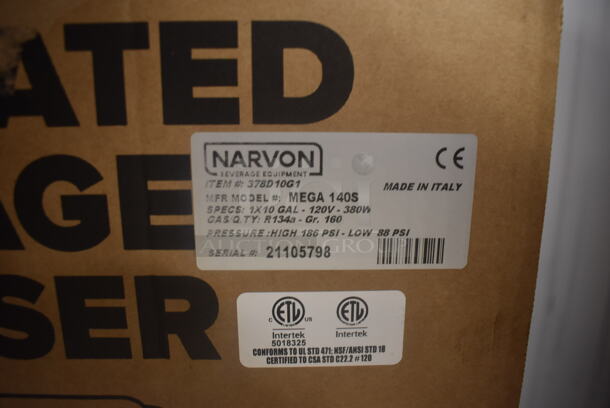 BRAND NEW IN BOX! Narvon MEGA 140S 378D10G1 Stainless Steel Commercial Single 10 Gallon Bowl Refrigerated Beverage Dispenser. 120 Volts, 1 Phase. Tested and Working! Stock Picture Used For Gallery Picture. - Image 3 of 3