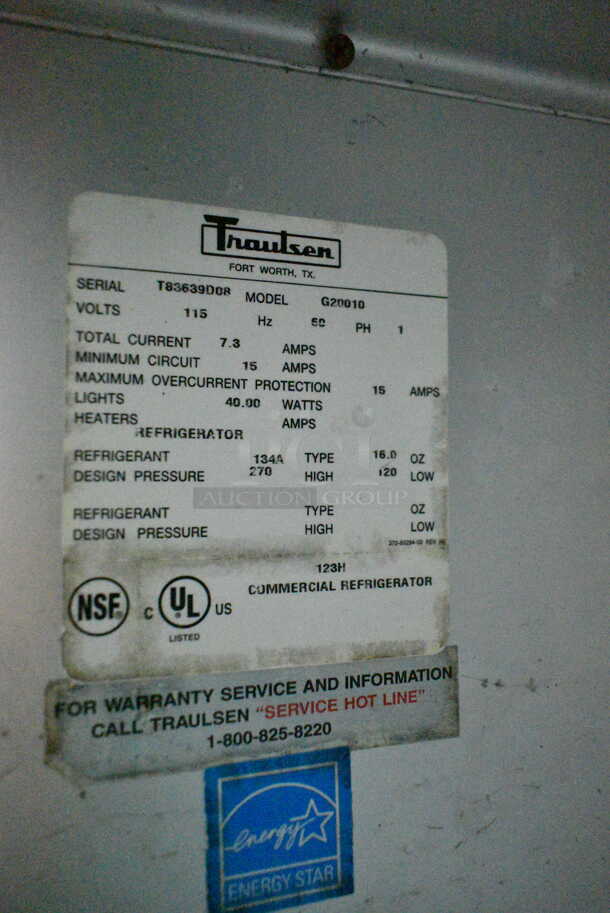 Traulsen G20010 Stainless Steel Commercial 2 Door Reach In Cooler on Commercial Casters. 115 Volts, 1 Phase. Tested and Powers On But Does Not Get Cold - Image 5 of 5