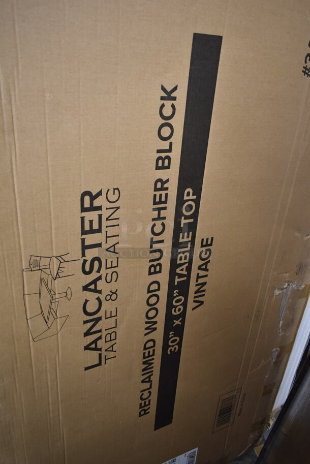 BRAND NEW IN BOX! Lancaster Table & Seating 30"x60" Solid Wood Reclaimed Wood Butcher Block Tabletop. - Image 5 of 5