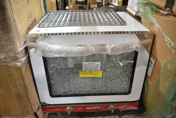 BRAND NEW SCRATCH AND DENT! Avantco 177CO28M Stainless Steel Commercial Countertop Electric Powered Half Size Convection Oven. See Pictures for Broken Glass. 208/240 Volts, 1 Phase.  - Image 2 of 7