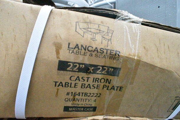 10 Box of 4 BRAND NEW SCRATCH AND DENT! Lancaster Table & Seating 164TB2222  22" x 22" Cross Cast Iron Table Base Plate. 10 Times Your Bid!  - Image 8 of 10