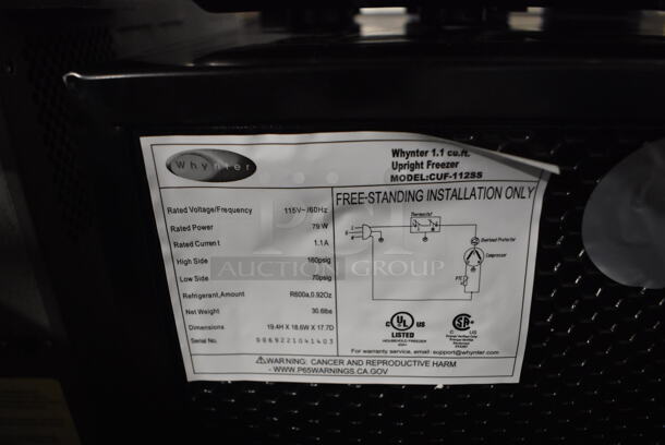 BRAND NEW SCRATCH AND DENT! Whynter CUF-112SS Metal Mini Freezer. 115 Volts, 1 Phase. 18.5x17x19.5. Tested and Working! - Image 6 of 6
