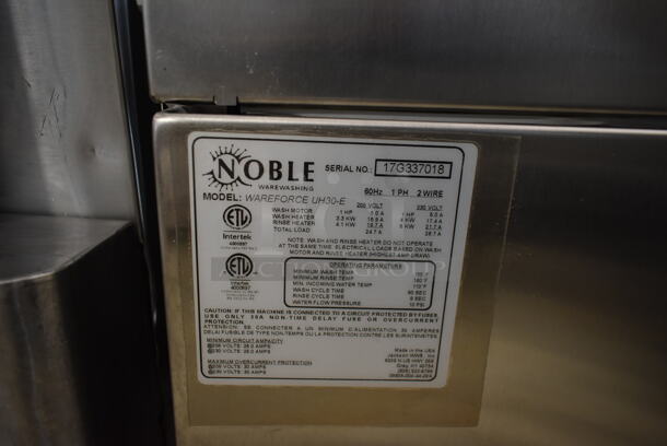2017 Noble Wareforce UH30-E Stainless Steel Commercial Undercounter Dishwasher. 208-230 Volts, 1 Phase. - Image 4 of 9