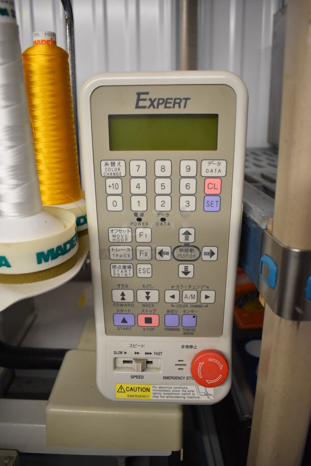 Expert AD860 Metal Commercial Floor Style Embroidery Machine on Commercial Casters w/ 2 Tiers Worth of Extra Parts. Includes 26x30x64 - Image 4 of 12