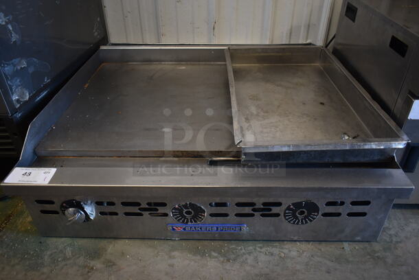 Bakers Pride Stainless Steel Commercial Countertop Natural Gas Powered Flat Top Griddle.