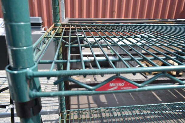 Metro Green Finish 4 Tier Wire Shelving Unit. BUYER MUST DISMANTLE. PCI CANNOT DISMANTLE FOR SHIPPING. PLEASE CONSIDER FREIGHT CHARGES. - Image 3 of 3
