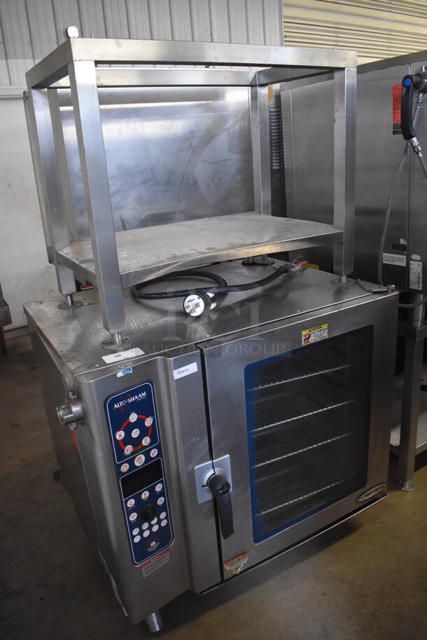 Alto Shaam Model 10.10 ES Stainless Steel Commercial Electric Powered Combitherm Convection Oven w/ View Through Door on Stand. 208-240 Volts, 3 Phase. 42x32x68