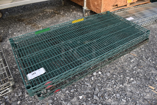 ALL ONE MONEY! Lot of 3 Metro Green Finish Wire Shelves. 48x24x1.5