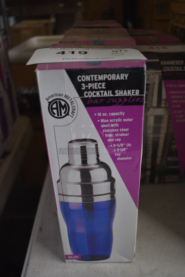 5 BRAND NEW IN BOX! Contemporary Three Piece Cocktail Shakers. 5 Times Your Bid! - Image 1 of 2
