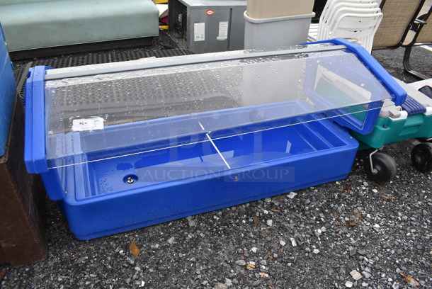 Blue Poly Buffett Station w/ Poly Sneeze Guard. 64x34x28 - Image 2 of 6