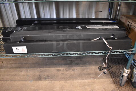 11 Various Sound Bars; 4 Samsung HW-Q6CRV, Samsung HW-MM55/ZA, Samsung HW-T50M, 3651HDX, Samsung HW-R60MV, Samsung HW-T45C, 3651ED0X, Sony HT-X8500. Includes 36x3x2. 11 Times Your Bid!