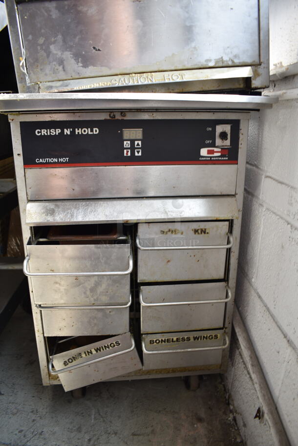 Carter Hoffmann CNH18 Stainless Steel Dumping Station on Carter Hoffmann Stainless Steel Commercial Counter w/ 6 Crisp N Hold Drawers. 120 Volts, 1 Phase. Tested and Working! - Image 2 of 5