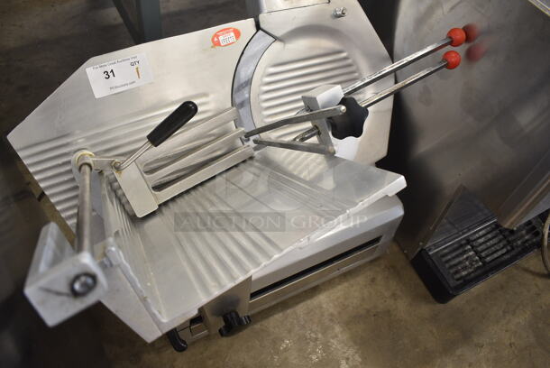 Stainless Steel Commercial Countertop Automatic Meat Slicer w/ Blade Sharpener. 220 Volts, 1 Phase.  - Image 3 of 8