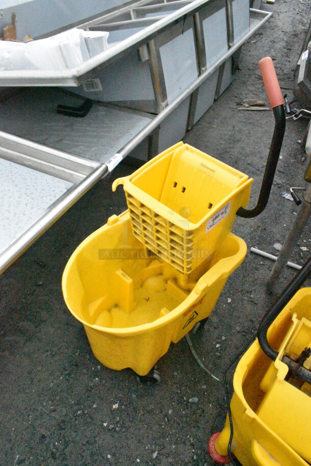 2 Yellow Poly Mop Bucket w/ Wringing Attachment on Commercial Casters. 2 Times Your Bid! - Image 6 of 10