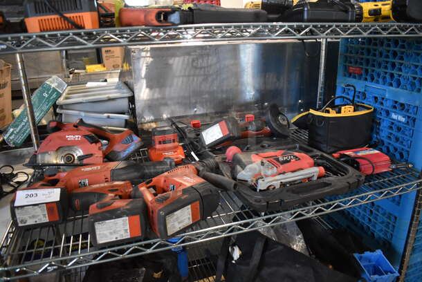 ALL ONE MONEY! Tier Lot of Various Tools Including Skil 4680 Saw, Hilti AG 500-A18 Cut Off Tool, Hilti TE 4-A18 Rotary Hammer, Hilti SFH 18-A Drill, Hilti WSR 18-A Reciprocating Saw, Hilti SCM 18-A Saw,  - Image 2 of 12