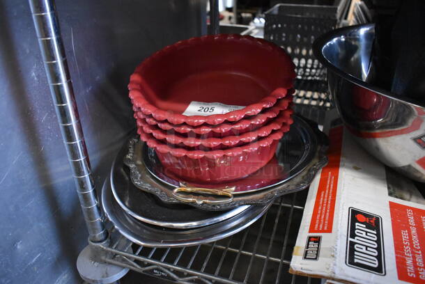 ALL ONE MONEY! Tier Lot of Various Items Including Poly Bowls, Metal Trays, Weber Grill Grate, Metal Bowl and Punch Bowl Set - Image 5 of 5