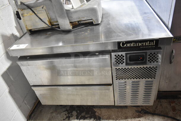 Continental Stainless Steel Commercial 2 Drawer Chef Base on Commercial Casters. Tested and Working! - Image 1 of 5