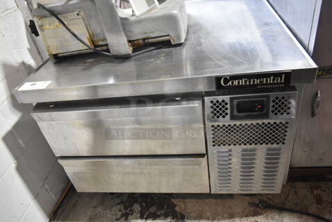 Continental Stainless Steel Commercial 2 Drawer Chef Base on Commercial Casters. Tested and Working!