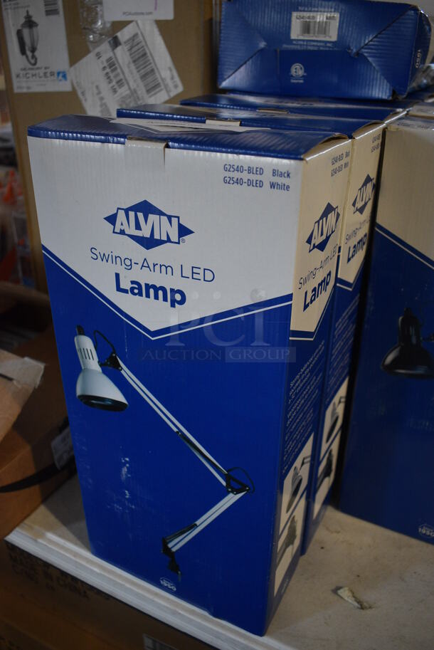 8 BRAND NEW IN BOX! Alvin G2540-DLED White Swing Arm LED Lamps. 8 Times Your Bid! - Image 2 of 5