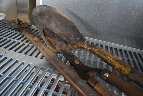 ALL ONE MONEY! Lot of Various Metal and Wooden Tools; Shovel, Shears and Plow!  - Image 3 of 3