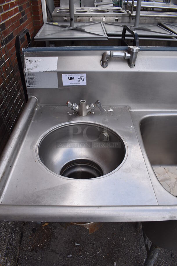 Stainless Steel Commercial 3 Bay Sink w/ Right Side Drain Board, Faucet and Handles. Bays 16x19x13. Drain Board 17x21x1 - Image 4 of 6
