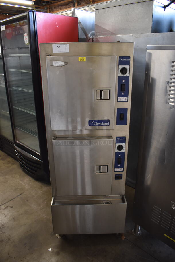 Cleveland 24CEA10 Commercial Stainless Steel Convection Steamer Cabinet With Pan Racks On Galvanized Legs. 480V, 3 Phase. 