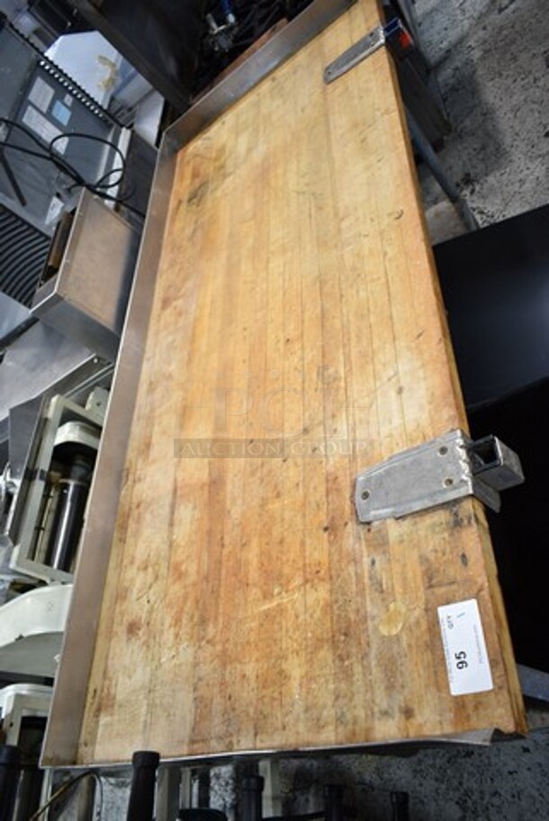 Butcher Block Table w/ Metal Under Shelf and 2 Commercial Can Openers.  - Image 3 of 4