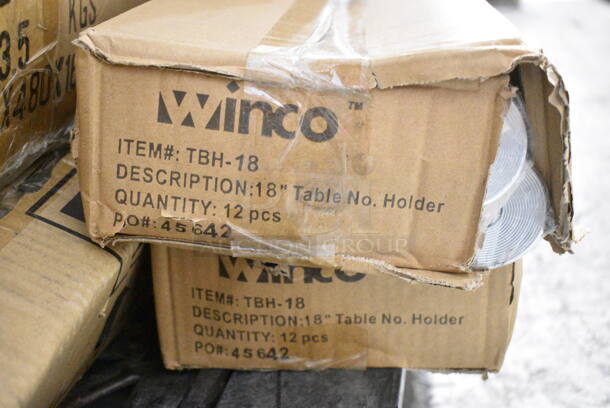 PALLET LOT of 27 BRAND NEW! Items/Boxes Including 2 Box Winco TBH-18 18" Table Number Holders, KC-01-4P Cleaver Sets, Winco WOK-36 16" Chinese Wok, Winco Stacking Booster Seat, F-KS-6016, ALRK-EW, Winco PRC-2 Round Storage Container, Winco Chafers, Metal Steam Pot Insert. 27 Times Your Bid!  - Image 4 of 12