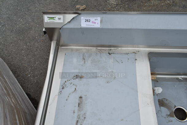 BRAND NEW SCRATCH AND DENT! Regency 600S3242424L Stainless Steel Commercial 3 Bay Sink w/ Left Side Drain Board. No Legs. Bays 24x14.  - Image 6 of 7