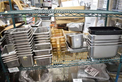 50 Various Drop In Bins; Stainless STeel and Poly. Includes 1/3 Size, 1/4 Size and 1/9 Size. 50 Times Your Bid!