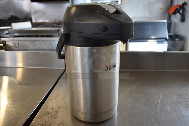 Bunn Stainless Steel Airpot With Black Top and Handle.