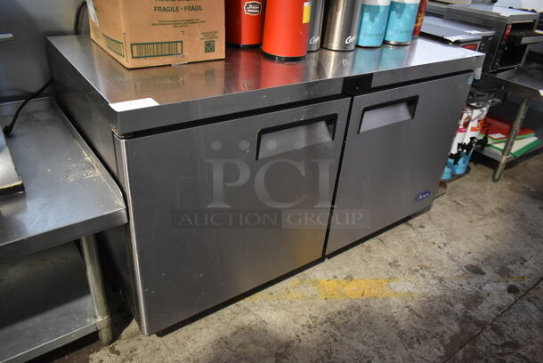 2020 Atosa MGF8403GR Stainless Steel Commercial 2 Door Undercounter Cooler on Commercial Casters. 115 Volts, 1 Phase. Tested and Working!