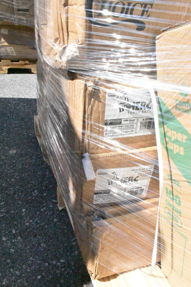30 BRAND NEW Boxes Including 485COLNEON Choice 8 1/2" Colossal Neon Unwrapped Straw - 4000/Case, 2 Box 5001TPJ Lavex 1-Ply 1400' Universal Jumbo Toilet Paper Roll with 9" Diameter - 12/Case, 500CC12HD 12 oz. Plastic Cold Cup - 1000/Case, 127PL2 Choice PET Plastic Lid for 1.5 to 2.5 oz. Souffle Cup / Portion Cup - 2500/Case, 500TO993C3 Choice 9" x 9" x 3" Microwaveable 3-Compartment Black / Clear Plastic Hinged Container - 100/Case, 760IC06P Choice 6 oz. Polka Dot Paper Frozen Yogurt / Food Cup, CTR48BF Dart SafeSeal 48 oz. Plastic Tamper-Resistant, Tamper-Evident Bowl with Flat Lid, 394385M Noble Products White Powder-Free Disposable Latex Gloves for Foodservice - Medium - 1000/Case, Paper Cups. 30 Times Your Bid!  - Image 11 of 12