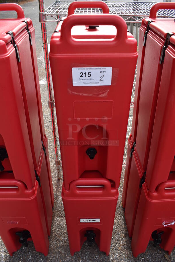 2 Cambro 500LCD Red Poly Insulated Beverage Holder Dispensers. 9x16.5x24. 2 Times Your Bid!
