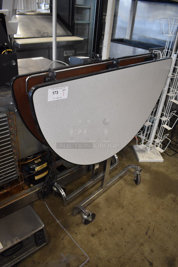Gray Folding Portable Round Table on Commercial Casters. 47x18x40 - Image 2 of 3